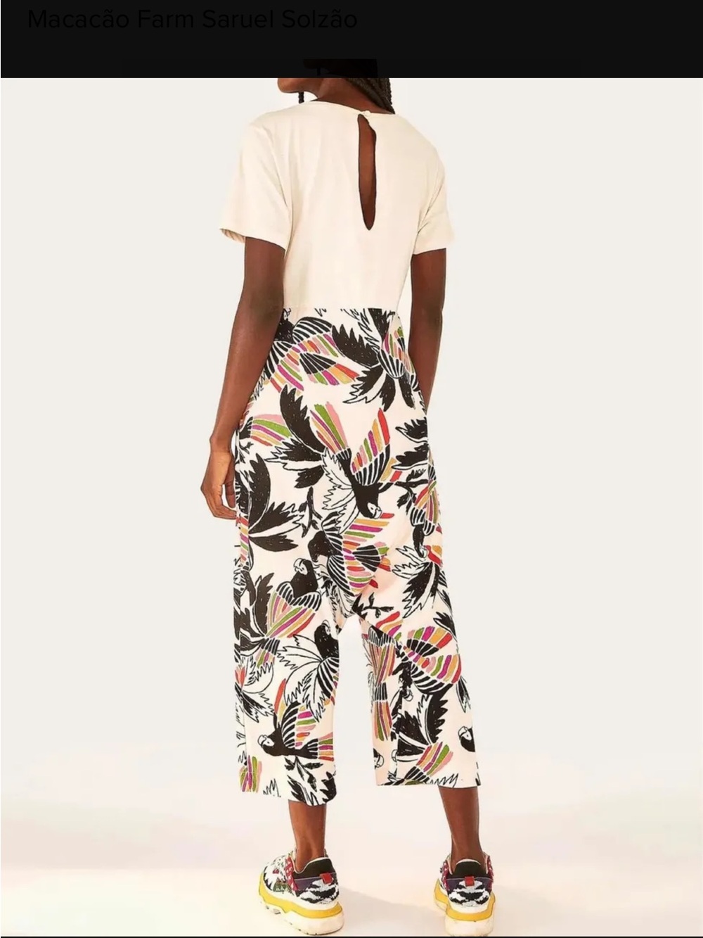 FARM Rio White Tropical-Print Wide-Leg Jumpsuit XL - Picture 3 of 6